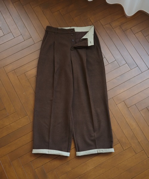 BROKEN BASE(ブロークンベース)の「Inside Check Wool Like Slacks / インサイドチェックウールライクスラックス(スラックス・メンズ・ネイビー/ブラウン・MEDIUM/LARGE)」の11枚目の写真