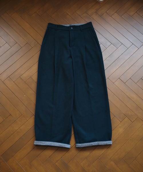 BROKEN BASE(ブロークンベース)の「Inside Check Wool Like Slacks / インサイドチェックウールライクスラックス(スラックス・メンズ・ネイビー/ブラウン・MEDIUM/LARGE)」の4枚目の写真
