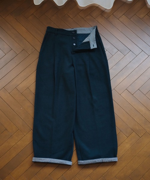 BROKEN BASE(ブロークンベース)の「Inside Check Wool Like Slacks / インサイドチェックウールライクスラックス(スラックス・メンズ・ネイビー/ブラウン・MEDIUM/LARGE)」の5枚目の写真