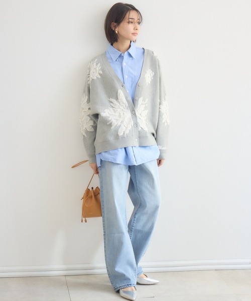 KATHARINE ROSS（キャサリンロス）の「【PILLINI/ピリーニ】フラワージャガードドルマンカーディガン（カーディガン/ボレロ・レディース・ブラック/グレー・FREE）」の11枚目の写真