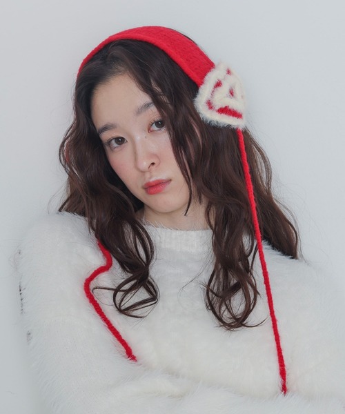 WEGO(ウィゴー)の「WEGO/ハートニットイヤーマフ(イヤーマフ・レディース・ライトグレー/ホワイト/レッド・FREE)」の12枚目の写真