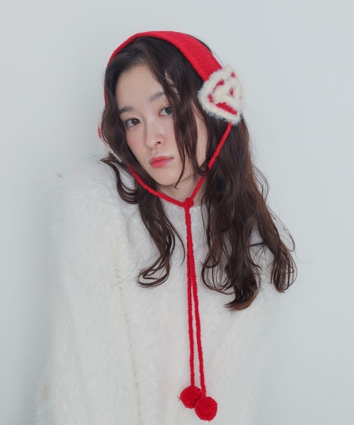 WEGO(ウィゴー)の「WEGO/ハートニットイヤーマフ(イヤーマフ・レディース・ライトグレー/ホワイト/レッド・FREE)」の14枚目の写真