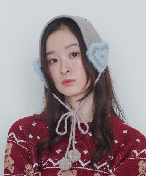 WEGO(ウィゴー)の「WEGO/ハートニットイヤーマフ(イヤーマフ・レディース・ライトグレー/ホワイト/レッド・FREE)」の11枚目の写真