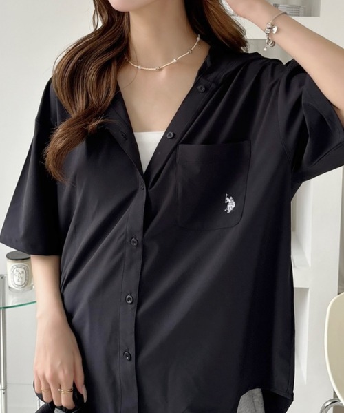 U.S. POLO ASSN.(ユーエスポロアッスン)の「【U.S. POLO ASSN.】冷感 布帛 フードシャツ(シャツ/ブラウス・レディース・アイボリー/スミクロ/ブラウン・M/L)」の16枚目の写真