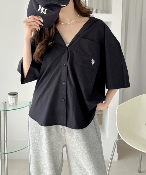 U.S. POLO ASSN.(ユーエスポロアッスン)の「【U.S. POLO ASSN.】冷感 布帛 フードシャツ(シャツ/ブラウス・レディース・アイボリー/スミクロ/ブラウン・M/L)」の18枚目の写真