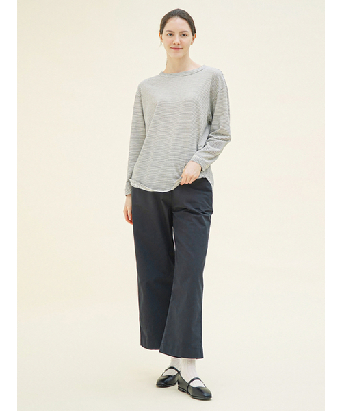 CHIQUITA（チキータ）の「[25春] ストライプ9部Tシャツ ブラック 251607TBK（Tシャツ/カットソー・レディース・その他・FREE）」の2枚目の写真