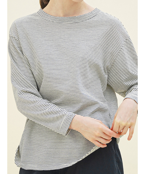 CHIQUITA（チキータ）の「[25春] ストライプ9部Tシャツ ブラック 251607TBK（Tシャツ/カットソー・レディース・その他・FREE）」の3枚目の写真