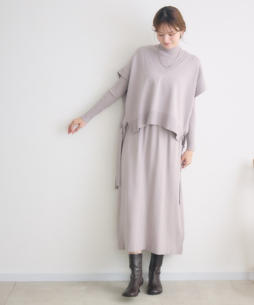 KATHARINE ROSS（キャサリンロス）の「【KATHARINE ROSS】Vネックベストセットワンピース（ワンピース・レディース・ブラック/グレイッシュベージュ・FREE）」の11枚目の写真