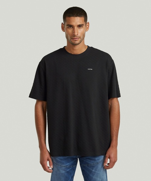G-STAR(ジースター)の「Structured Relaxed Base T-Shirt/ワンポイントリラックスオーバーサイズストラクチャーTシャツ(Tシャツ/カットソー・メンズ・ホワイト系その他/ダークブラック・MEDIUM/SMALL/X-LARGE/LARGE/X-SMALL)」の1枚目の写真