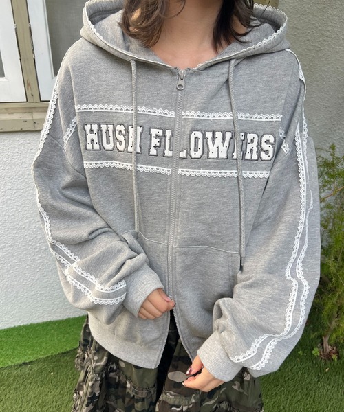 WC（ダブル シー）の「ドットパッチロゴジップパーカー（パーカー・レディース・ネイビー/グレー・FREE）」の2枚目の写真