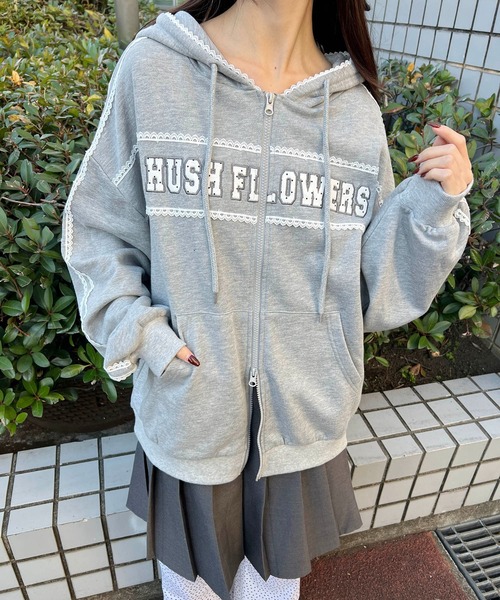 WC（ダブル シー）の「ドットパッチロゴジップパーカー（パーカー・レディース・ネイビー/グレー・FREE）」の8枚目の写真