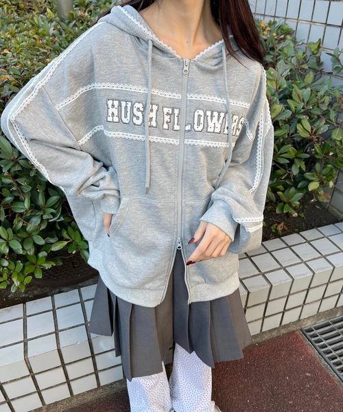 WC（ダブル シー）の「ドットパッチロゴジップパーカー（パーカー・レディース・ネイビー/グレー・FREE）」の10枚目の写真