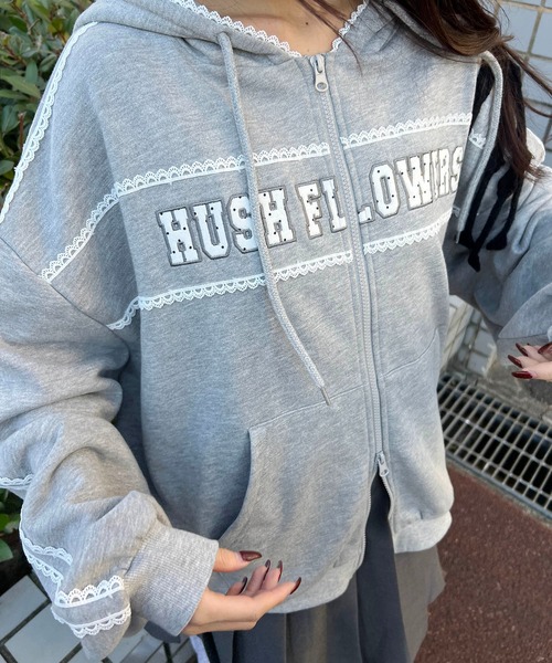 WC（ダブル シー）の「ドットパッチロゴジップパーカー（パーカー・レディース・ネイビー/グレー・FREE）」の11枚目の写真