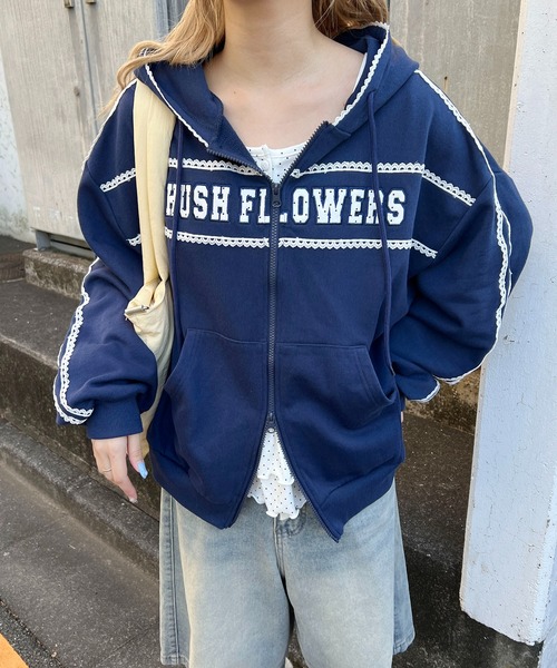 WC（ダブル シー）の「ドットパッチロゴジップパーカー（パーカー・レディース・ネイビー/グレー・FREE）」の15枚目の写真