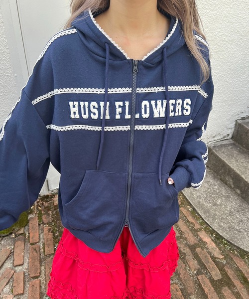 WC（ダブル シー）の「ドットパッチロゴジップパーカー（パーカー・レディース・ネイビー/グレー・FREE）」の21枚目の写真