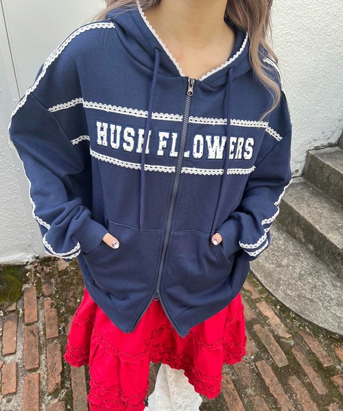 WC（ダブル シー）の「ドットパッチロゴジップパーカー（パーカー・レディース・ネイビー/グレー・FREE）」の22枚目の写真