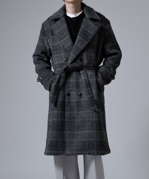 improves（インプローブス）の「グレンチェック ピーコート（トレンチコート・メンズ・ブラック/ベージュ・MEDIUM/LARGE）」の2枚目の写真