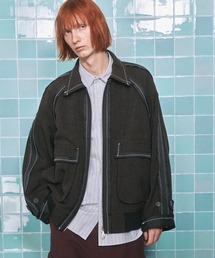 UNISEX》Different Materials Layering Prime-Over Trucker Jacket/異