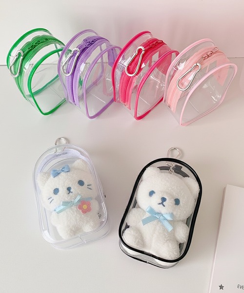 VIBGYOR（ヴィブジョー）の「oshipic/推し活 クリアケース クリアぬいポーチ ミニぬい キーホルダー ディスプレイ S0017（ポーチ・レディース・ベビーピンク/グリーン/ピンク/パープル/ブラック/ホワイト・FREE）」の3枚目の写真