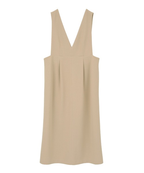 Green Parks(グリーンパークス)の「O.洗えてストレッチ Vネックジャンスカ(ジャンパースカート・レディース・ライトベージュ/ブラック・FREE)」の9枚目の写真