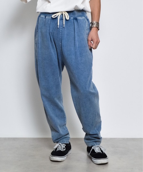 DOUBLE STEAL（ダブルスティール）の「DSインディゴ裏起毛イージースウェットタックテーパードパンツ（スウェットパンツ・メンズ・ブルー/インディゴブルー・LARGE/MEDIUM/SMALL）」の14枚目の写真