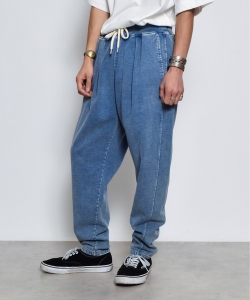 DOUBLE STEAL（ダブルスティール）の「DSインディゴ裏起毛イージースウェットタックテーパードパンツ（スウェットパンツ・メンズ・ブルー/インディゴブルー・LARGE/MEDIUM/SMALL）」の16枚目の写真