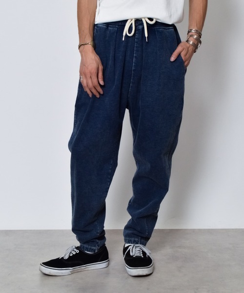 DOUBLE STEAL（ダブルスティール）の「DSインディゴ裏起毛イージースウェットタックテーパードパンツ（スウェットパンツ・メンズ・ブルー/インディゴブルー・LARGE/MEDIUM/SMALL）」の3枚目の写真