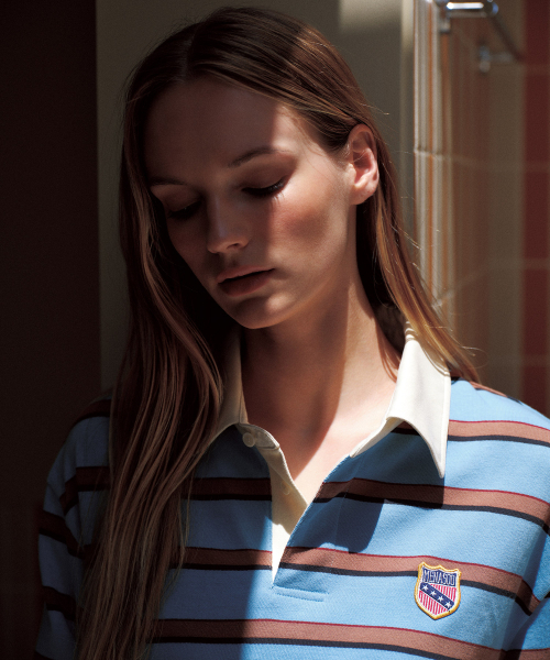 MENASOO(ミナス)の「Menasoo Stripe Rugby T Shirt_Skyblue(ポロシャツ・レディース・スカイブルー・F)」の3枚目の写真