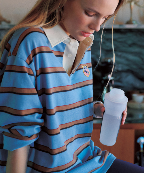 MENASOO(ミナス)の「Menasoo Stripe Rugby T Shirt_Skyblue(ポロシャツ・レディース・スカイブルー・F)」の10枚目の写真