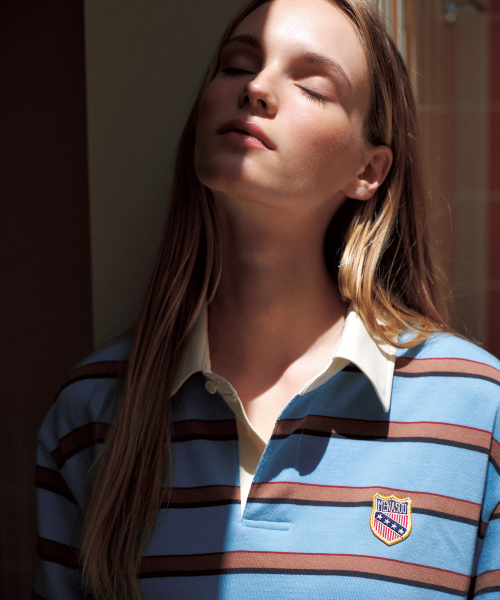 MENASOO(ミナス)の「Menasoo Stripe Rugby T Shirt_Skyblue(ポロシャツ・レディース・スカイブルー・F)」の15枚目の写真