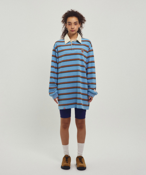 MENASOO(ミナス)の「Menasoo Stripe Rugby T Shirt_Skyblue(ポロシャツ・レディース・スカイブルー・F)」の21枚目の写真