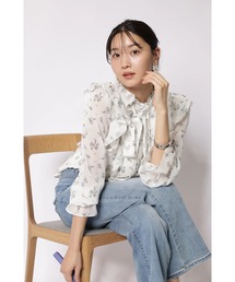 JUSGLITTY | プリントフリルショートブラウス(シャツ/ブラウス)