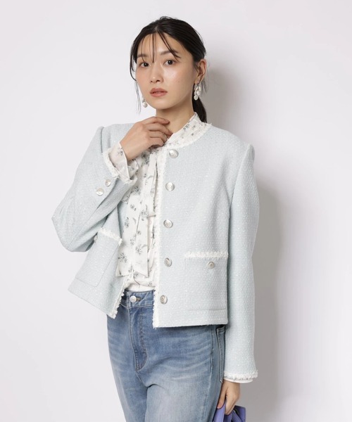 JUSGLITTY（ジャスグリッティー）の「プリントフリルショートブラウス（シャツ/ブラウス・レディース・オフホワイト/ブラック・2/1）」の19枚目の写真