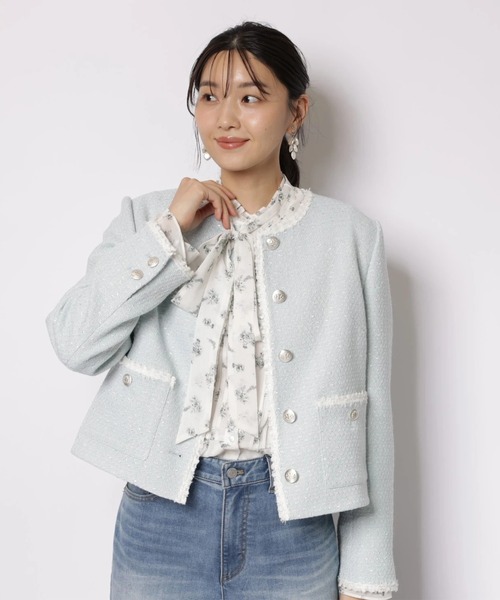 JUSGLITTY（ジャスグリッティー）の「プリントフリルショートブラウス（シャツ/ブラウス・レディース・オフホワイト/ブラック・2/1）」の20枚目の写真