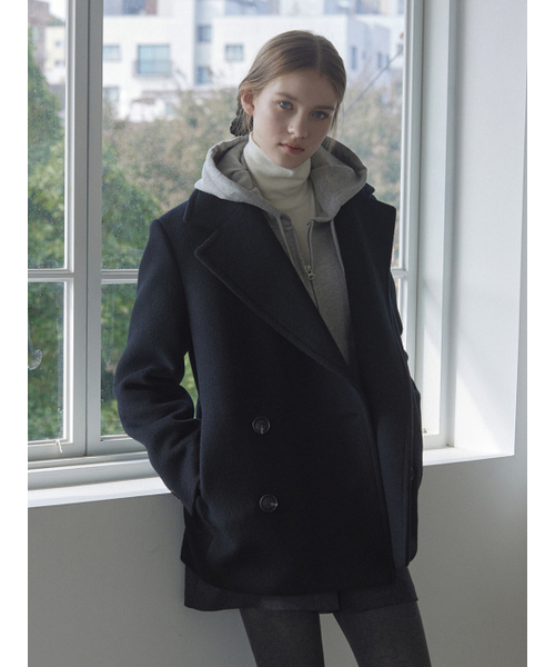 NONLOCAL（ノンローカル）の「Wool Double Pea Coat - Black（チェスターコート・レディース・その他・M/S）」の2枚目の写真