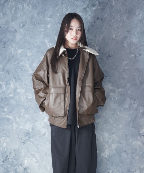 セール】2way PU leather A-2 zip-up/2way ヴィンテージライク PU