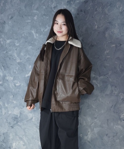 セール】2way PU leather A-2 zip-up/2way ヴィンテージライク PU