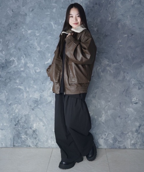 セール】2way PU leather A-2 zip-up/2way ヴィンテージライク PU