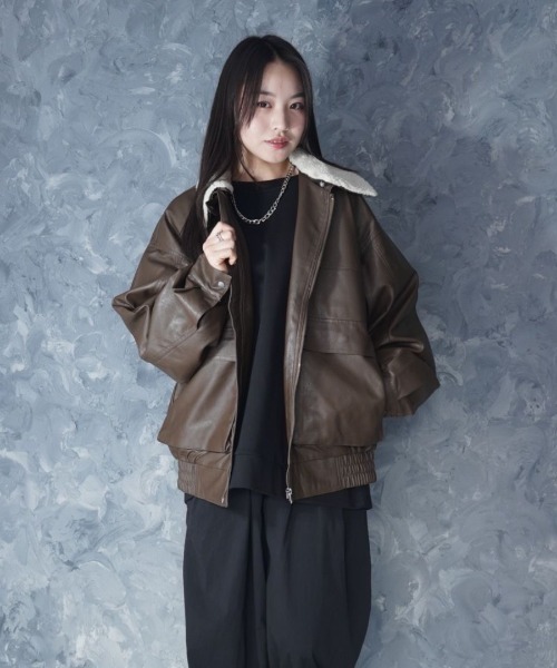 セール】2way PU leather A-2 zip-up/2way ヴィンテージライク PU