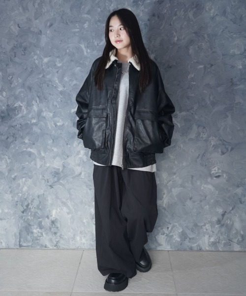 セール】2way PU leather A-2 zip-up/2way ヴィンテージライク PU