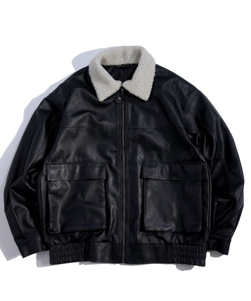 セール】2way PU leather A-2 zip-up/2way ヴィンテージライク PU