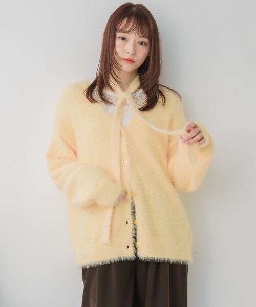 RETRO GIRL（レトロガール）の「タイ付きシャギーカーデ（カーディガン/ボレロ・レディース・ナチュラル/ブルー/イエロー/ライトグレー・FREE）」の18枚目の写真