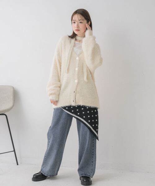 RETRO GIRL（レトロガール）の「タイ付きシャギーカーデ（カーディガン/ボレロ・レディース・ナチュラル/ブルー/イエロー/ライトグレー・FREE）」の20枚目の写真