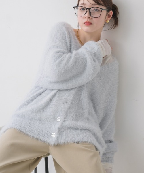 RETRO GIRL（レトロガール）の「タイ付きシャギーカーデ（カーディガン/ボレロ・レディース・ナチュラル/ブルー/イエロー/ライトグレー・FREE）」の3枚目の写真