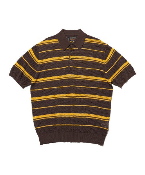 BEAMS PLUS(ビームスプラス)の「Mesh Polo Stripe(ポロシャツ・メンズ・ブラウン/ネイビー・X-LARGE/LARGE/MEDIUM/SMALL)」の2枚目の写真
