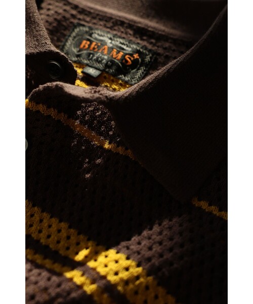 BEAMS PLUS(ビームスプラス)の「Mesh Polo Stripe(ポロシャツ・メンズ・ブラウン/ネイビー・X-LARGE/LARGE/MEDIUM/SMALL)」の3枚目の写真