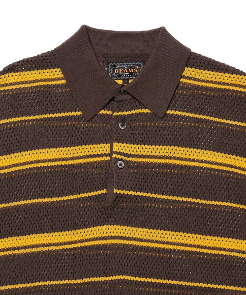 BEAMS PLUS(ビームスプラス)の「Mesh Polo Stripe(ポロシャツ・メンズ・ブラウン/ネイビー・X-LARGE/LARGE/MEDIUM/SMALL)」の6枚目の写真