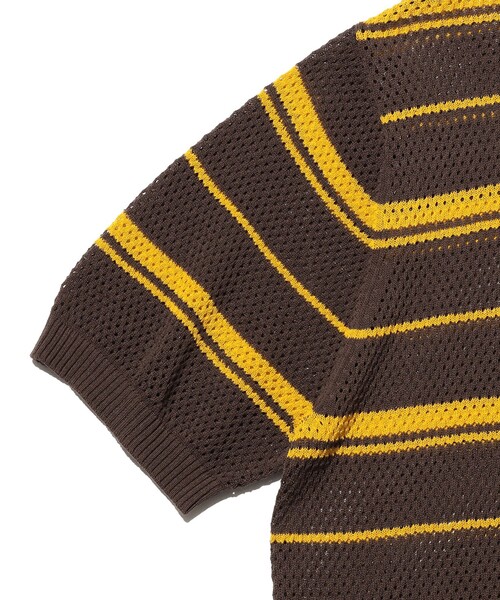 BEAMS PLUS(ビームスプラス)の「Mesh Polo Stripe(ポロシャツ・メンズ・ブラウン/ネイビー・X-LARGE/LARGE/MEDIUM/SMALL)」の7枚目の写真