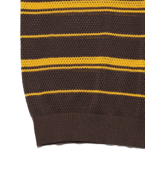 BEAMS PLUS(ビームスプラス)の「Mesh Polo Stripe(ポロシャツ・メンズ・ブラウン/ネイビー・X-LARGE/LARGE/MEDIUM/SMALL)」の8枚目の写真