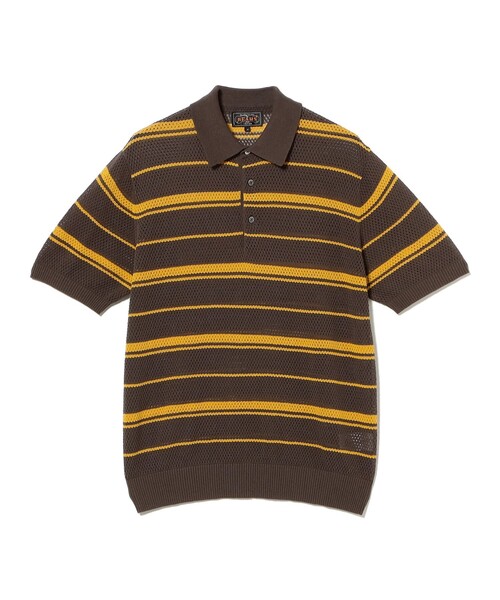 BEAMS PLUS(ビームスプラス)の「Mesh Polo Stripe(ポロシャツ・メンズ・ブラウン/ネイビー・X-LARGE/LARGE/MEDIUM/SMALL)」の11枚目の写真